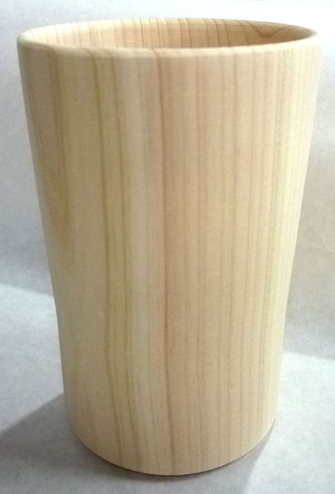 木製桧ビールグラス厚切立 塗装有