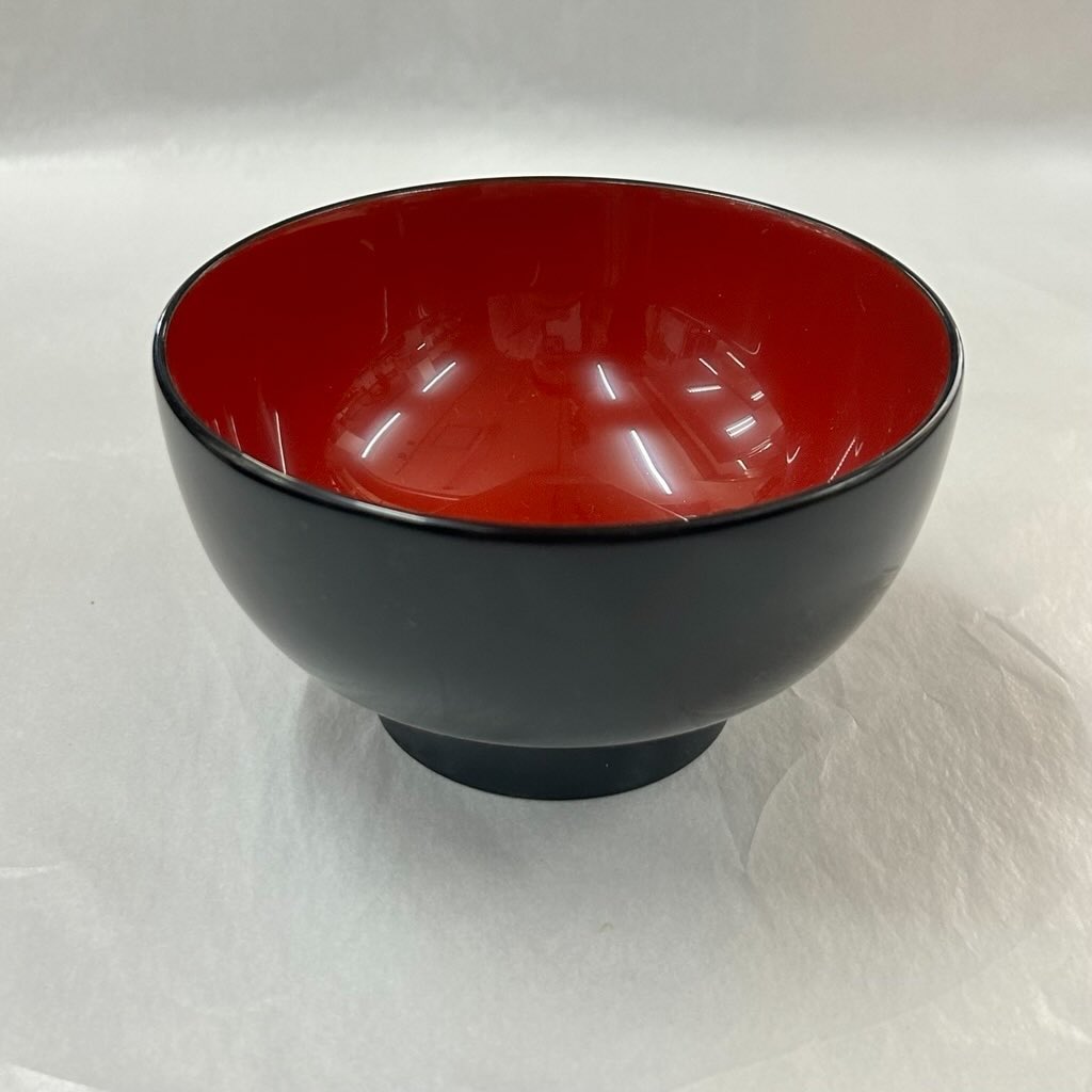 輪島塗汁椀黒内朱漆塗端布