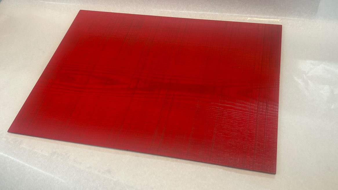 木製長手敷膳茜朱漆尺４寸