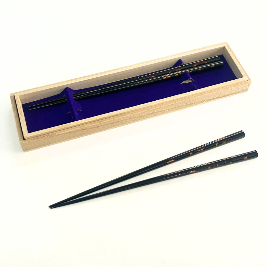 木製夢うるし箸雪月花二膳桐箱入(食洗機対応)