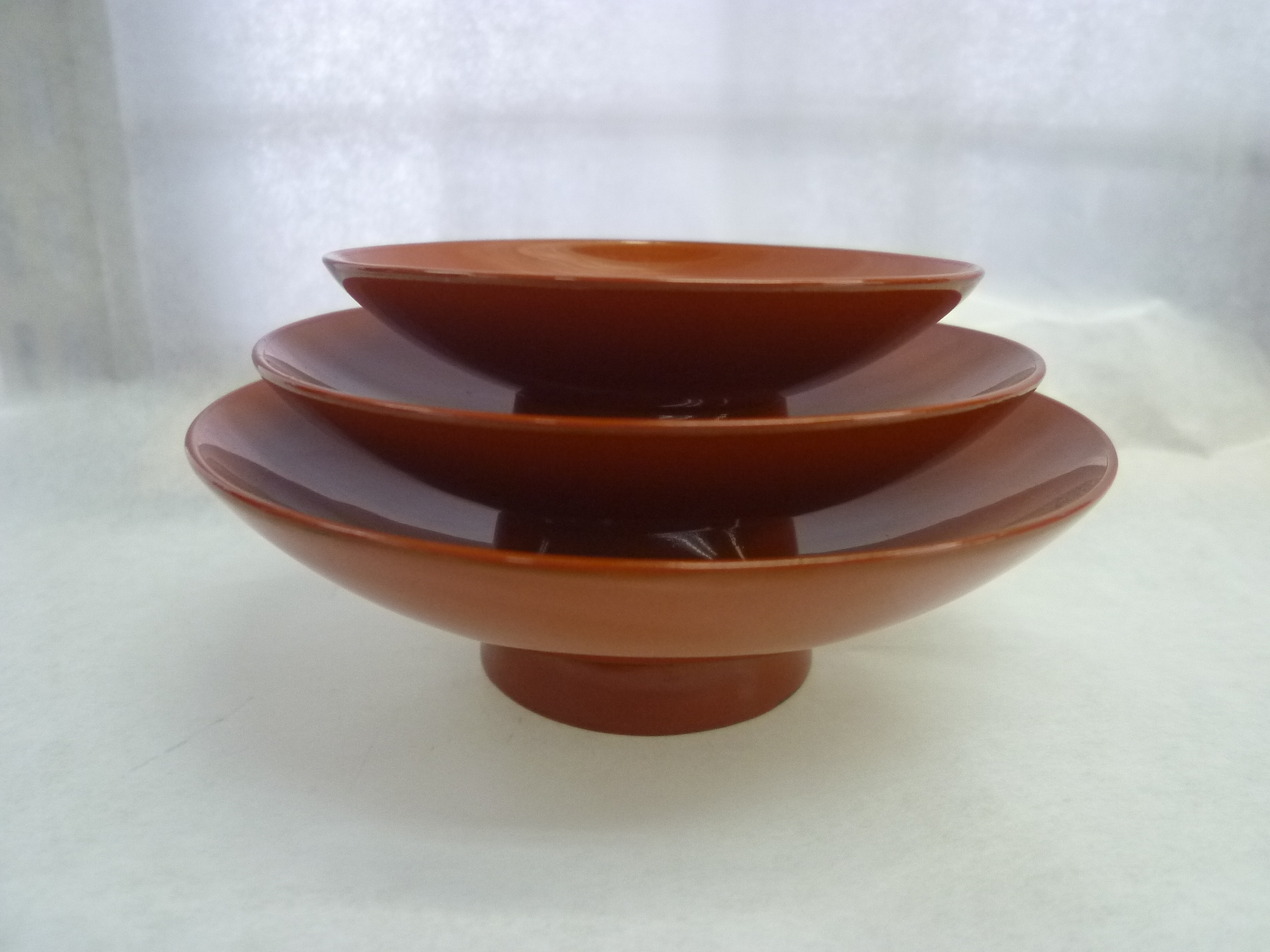 木製三ﾂ組盃洗朱箱入(中) 23 28 33