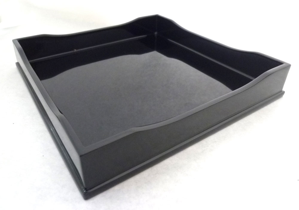 木製黒漆塗前菜角皿