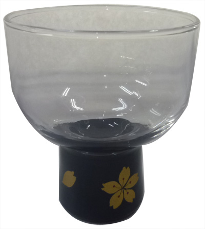 G黒ぐい呑み桜手描