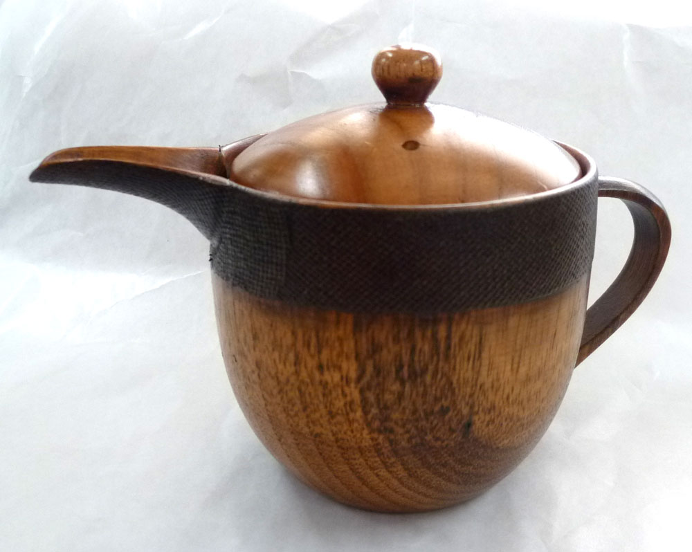 木目ポット網付(小)ｽﾘ漆布貼