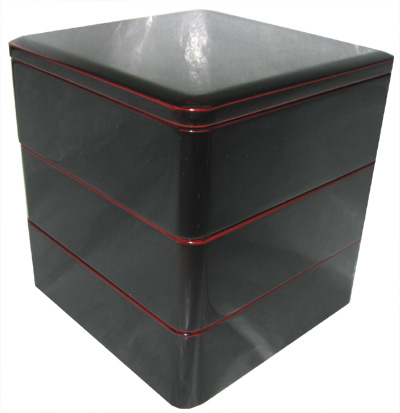 木製６寸三段重溜内朱漆塗/重箱