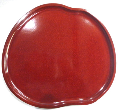 木製栃ｸﾘﾇｷ漆塗ﾐｶﾝ盆小後藤塗30*27*2