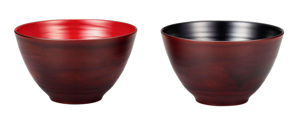 木製溜内朱/内黒漆塗 夫婦椀薄挽き多彩椀 ペア箱入/お椀/漆塗